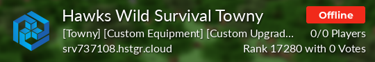 Hawks Wild Survival Towny Minecraft server